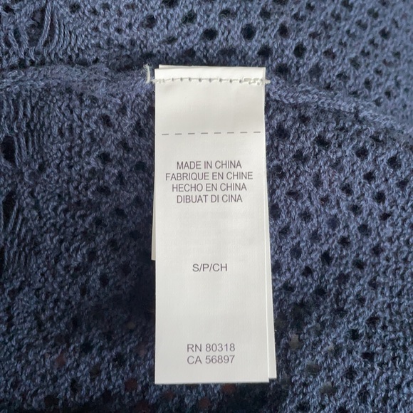 Lucky Brand navy blue open knit crew sweater NWT - Picture 10 of 12